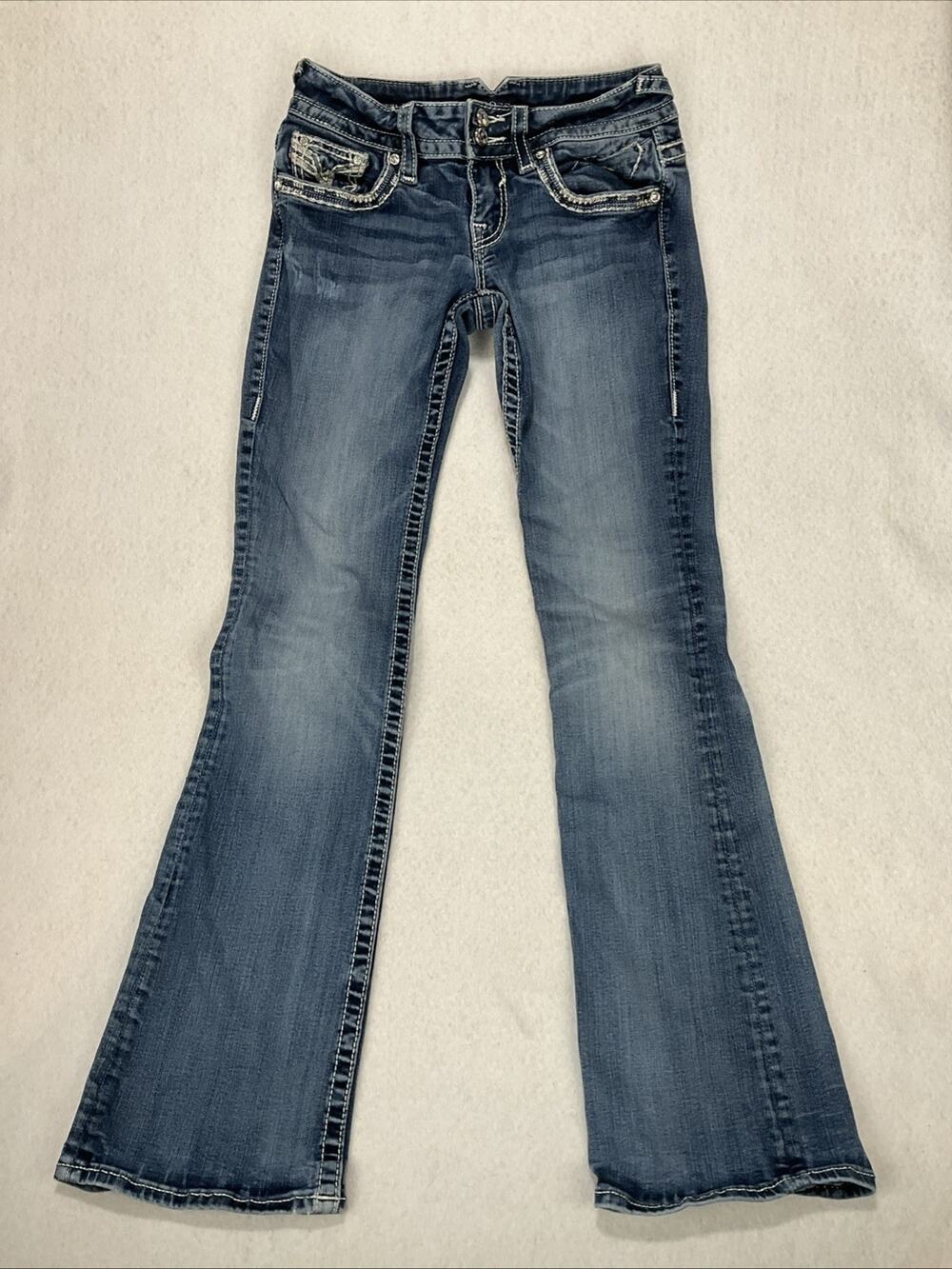 Vigoss Jeans 1/2 L33 Chelsea Bootcut Embellished Bling Denim Actual L31 Y2K